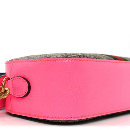 Gucci GG Supreme Monogram Textured Dollar Calfskin Web Ophidia Small Crossbody Bag Beige Ebony Fuchsia 9 of 10