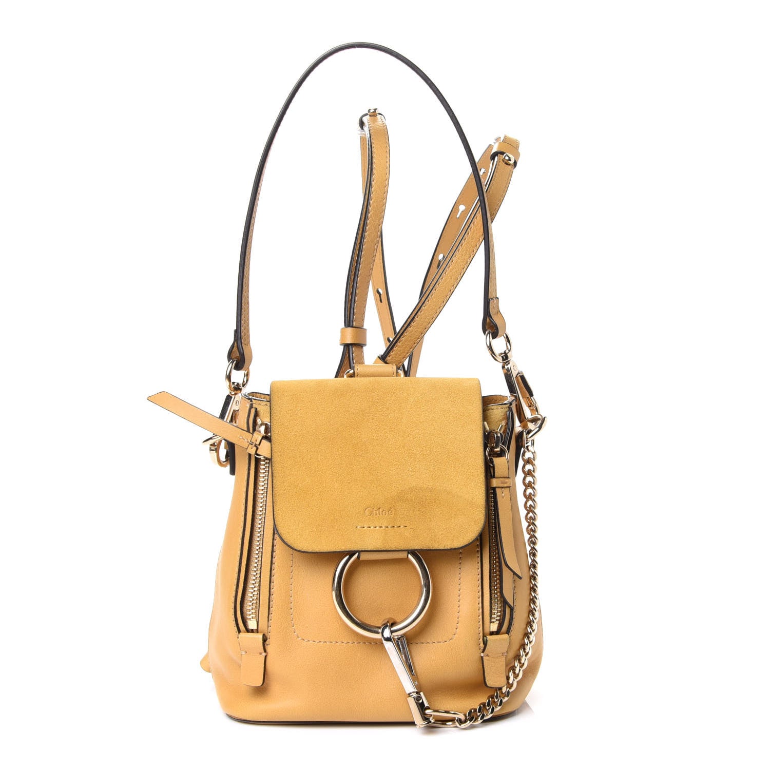 Chloe Suede Calfskin Mini Faye Backpack Dusty Yellow 1 of 4