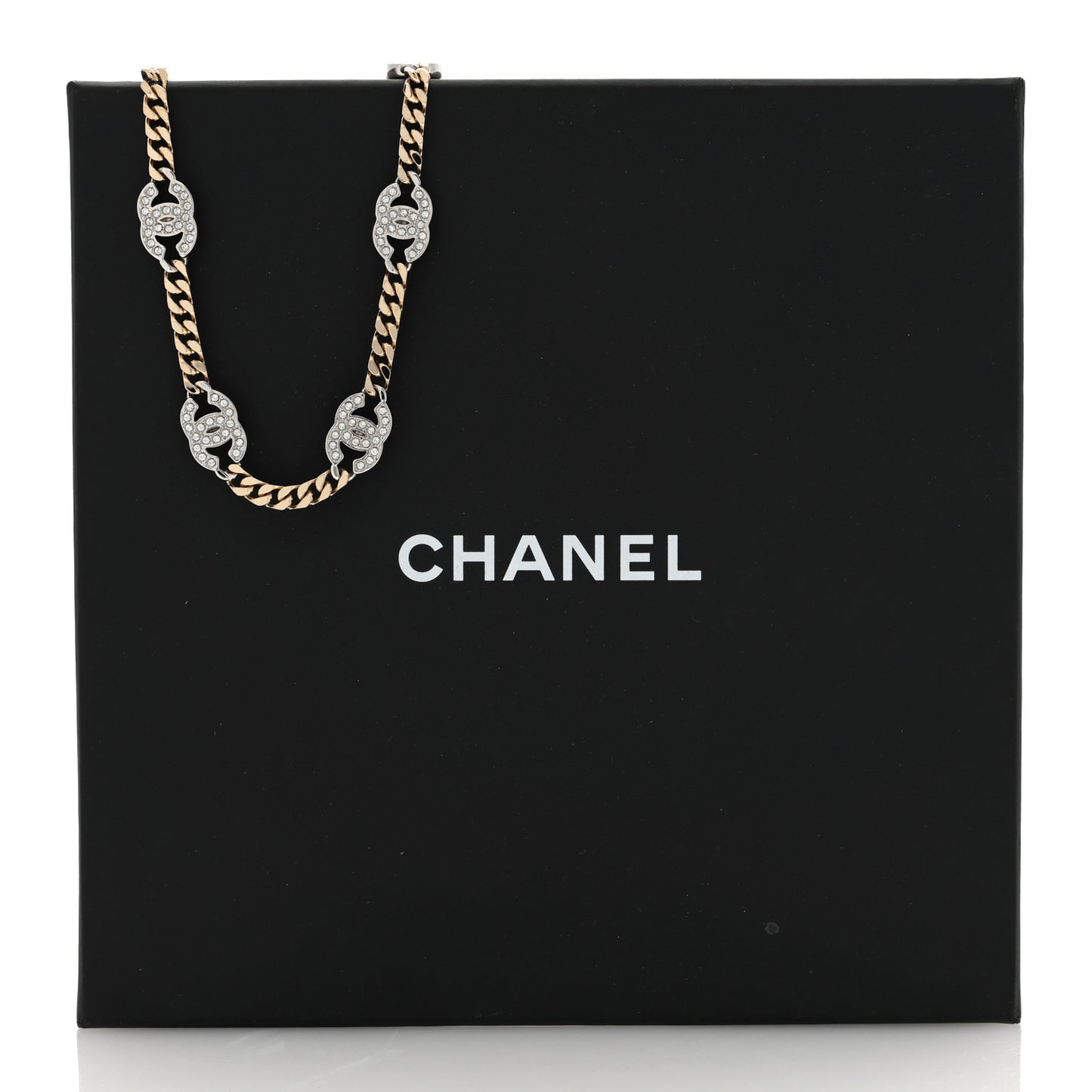 Crystal Chain CC Link Choker Gold Silver