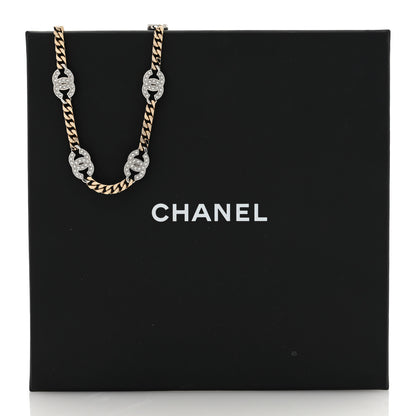 Chanel Crystal Chain CC Link Choker Gold Silver 5 of 5