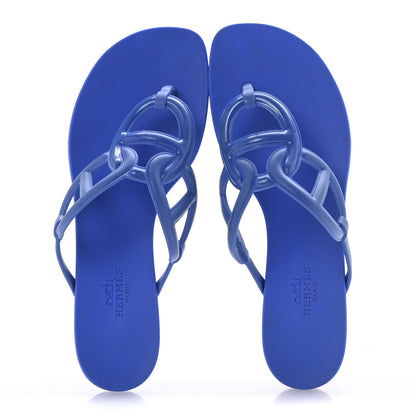 Hermes Rubber Womens Egerie Sandals 36 Bleu Outremer 2 of 11
