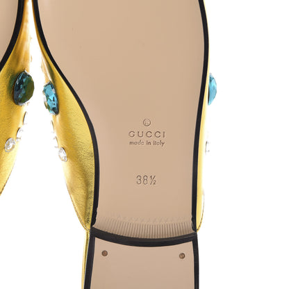 Gucci Metallic Nappa Crystal Womens Princetown Slippers 38.5 Gold 7 of 9