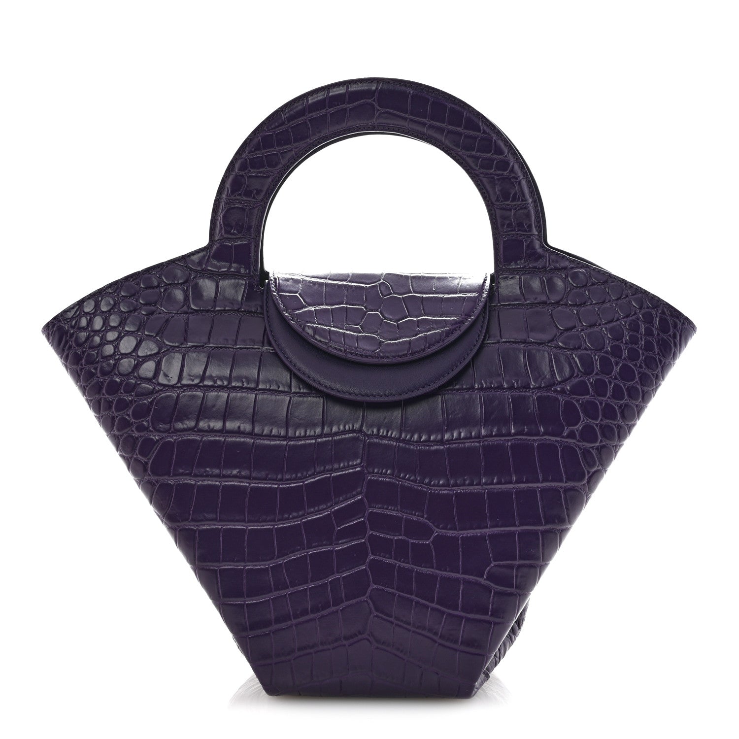 Bottega Veneta Calfskin Crocodile Embossed Doll Top Handle Bag Purple 1 of 11