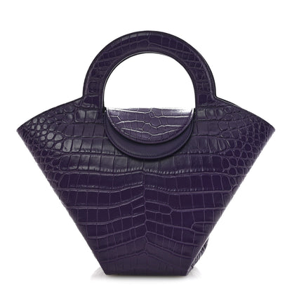 Bottega Veneta Calfskin Crocodile Embossed Doll Top Handle Bag Purple 1 of 11