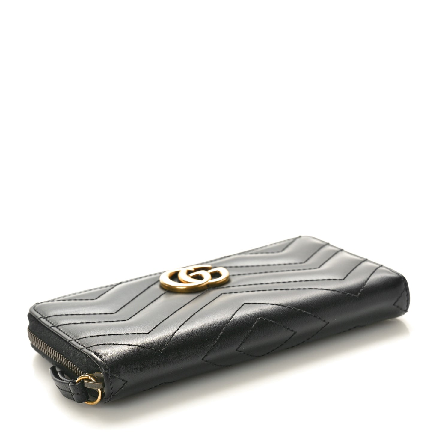 Calfskin Matelasse GG Marmont Zip Around Wallet Black