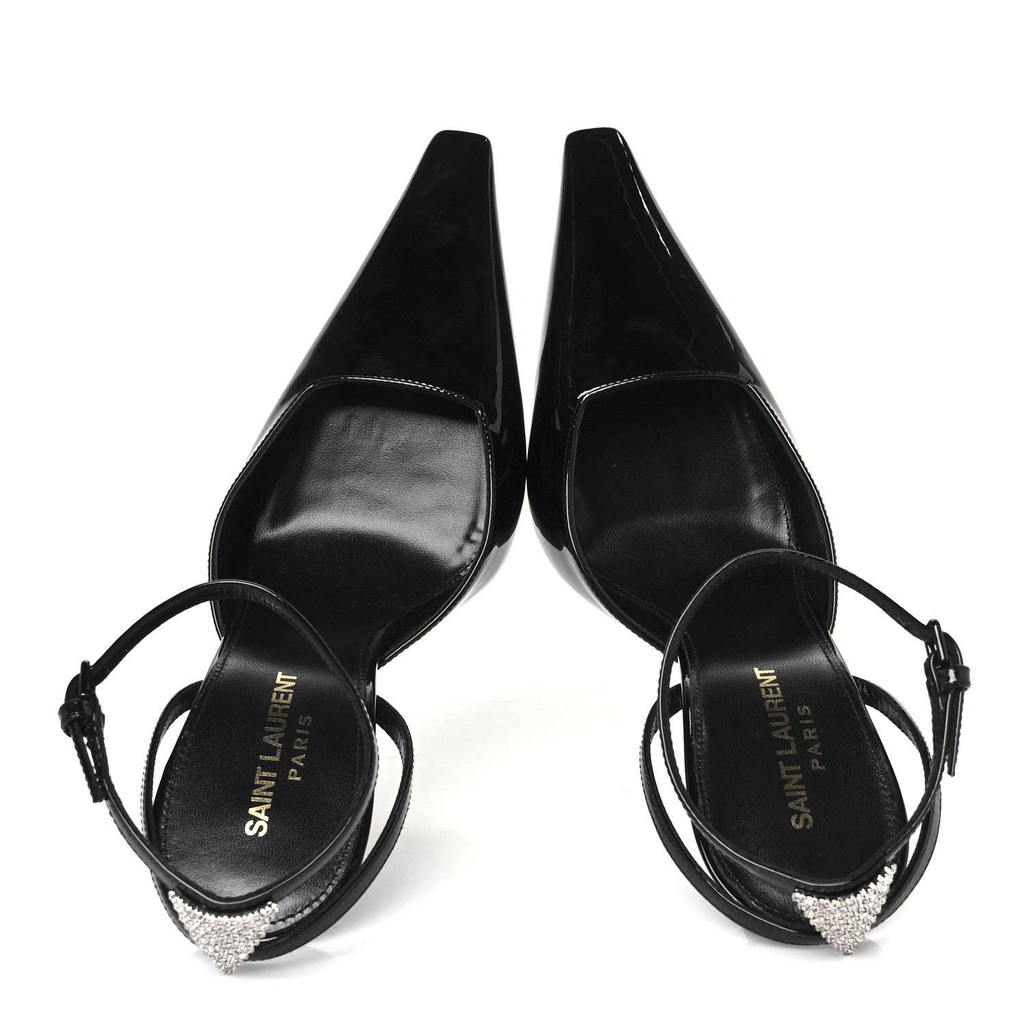 Saint Laurent Patent Calfskin Crystal Anouk Pumps 38 Black 2 of 10