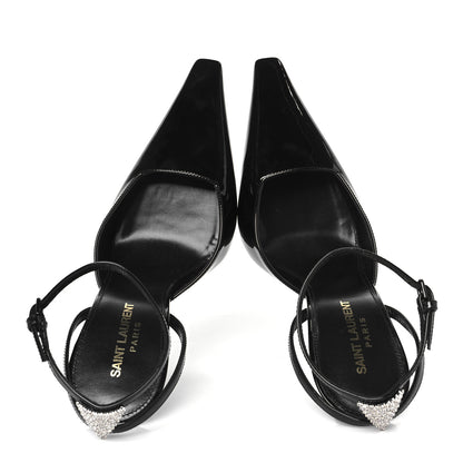 Saint Laurent Patent Calfskin Crystal Anouk Pumps 38 Black 2 of 10