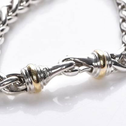 David Yurman Sterling Silver 18K Yellow Gold 8mm Wheat Chain Bracelet 5 of 5