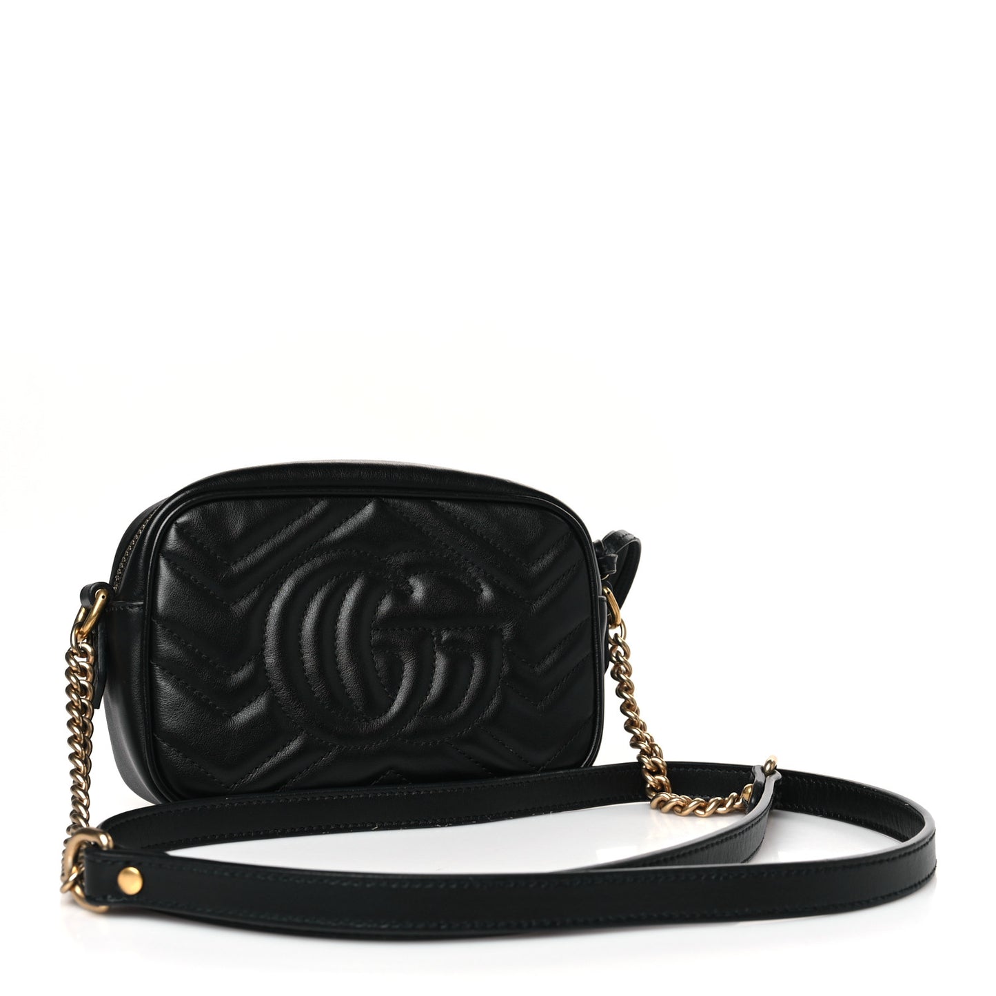 Calfskin Matelasse Mini GG Marmont Chain Shoulder Bag Black