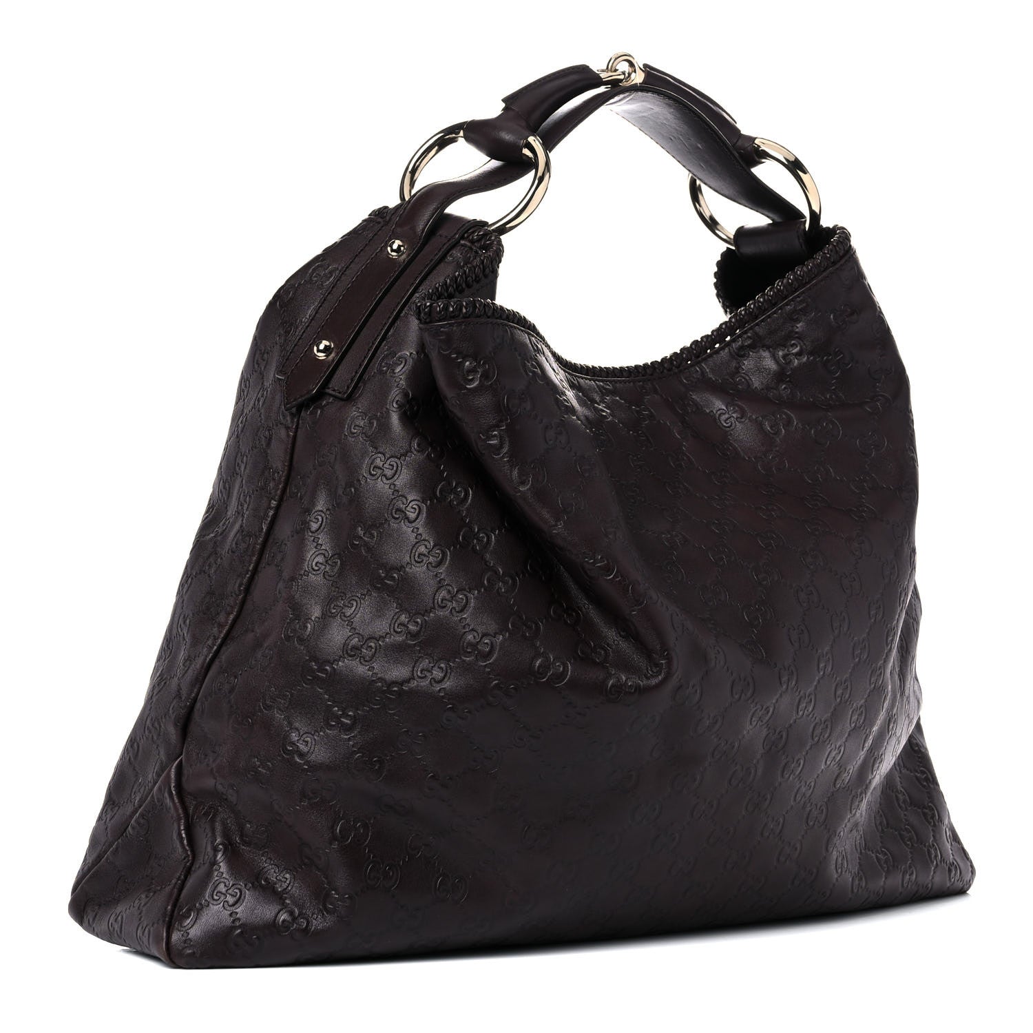 Gucci Guccissima Large Horsebit Chain Hobo Dark Brown 3 of 16