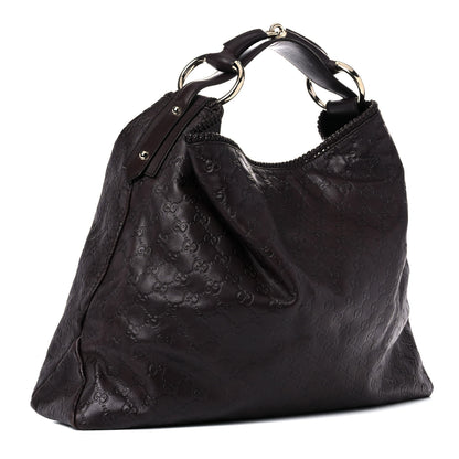 Gucci Guccissima Large Horsebit Chain Hobo Dark Brown 3 of 16