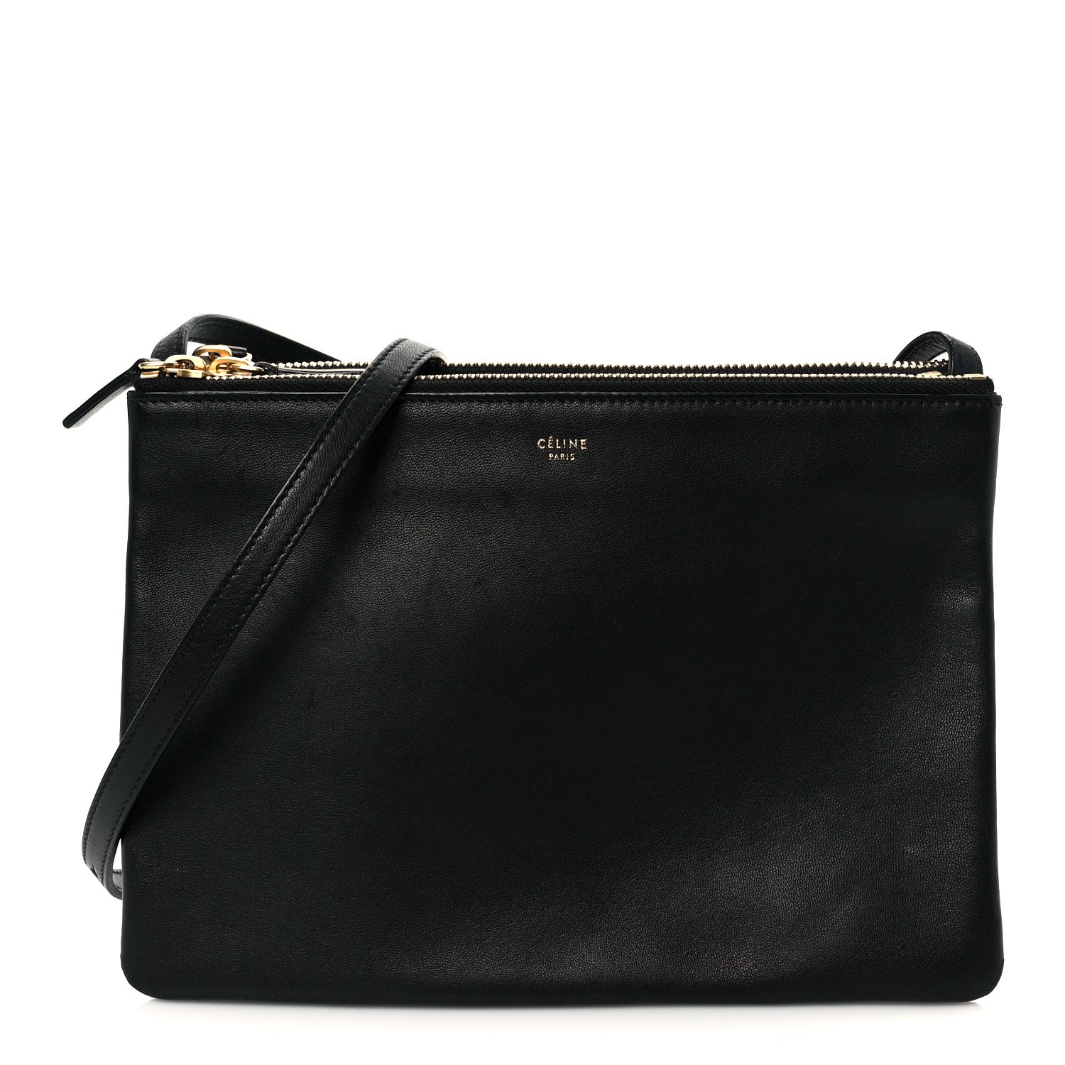Celine Lambskin Large Trio Crossbody Bag Black 1 of 11