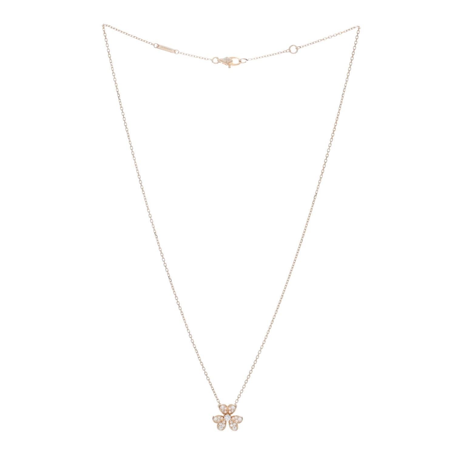 Van Cleef & Arpels 18K Rose Gold Diamond Mini Frivole Pendant Necklace 2 of 4
