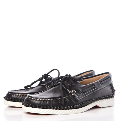 Christian Louboutin Calfskin Mens Steckel Spikes Boat Shoe 39 Black 3 of 11