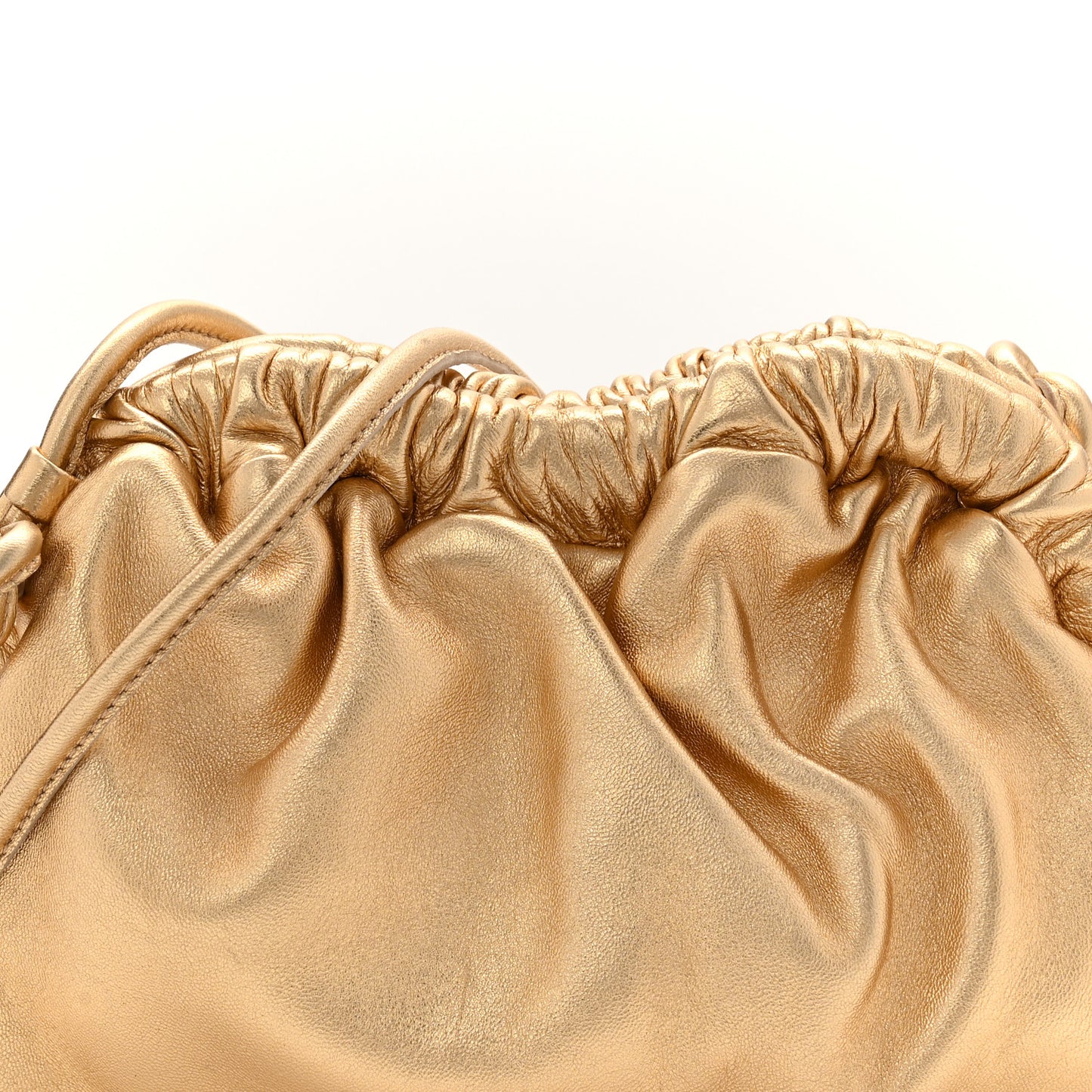Metallic Lambskin Mini Cloud Clutch Gold