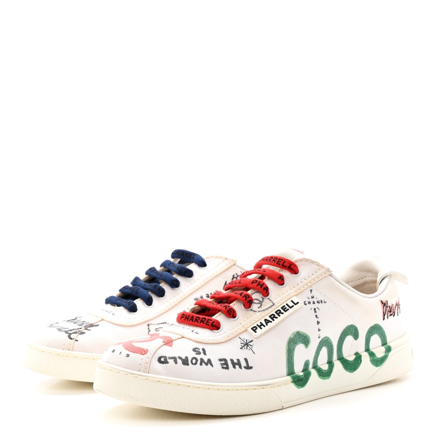 X PHARRELL WILLIAMS Canvas Womens Sneakers 38 White Multicolor