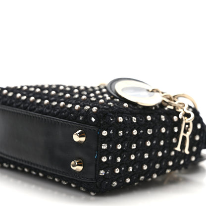 Christian Dior Fabric Embroidered Crystal Pearl Mirror Micro Lady Dior Black 10 of 13
