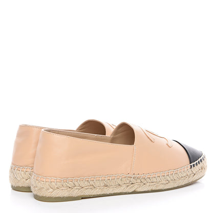 Chanel Lambskin CC Espadrilles 37 Beige Black 4 of 10