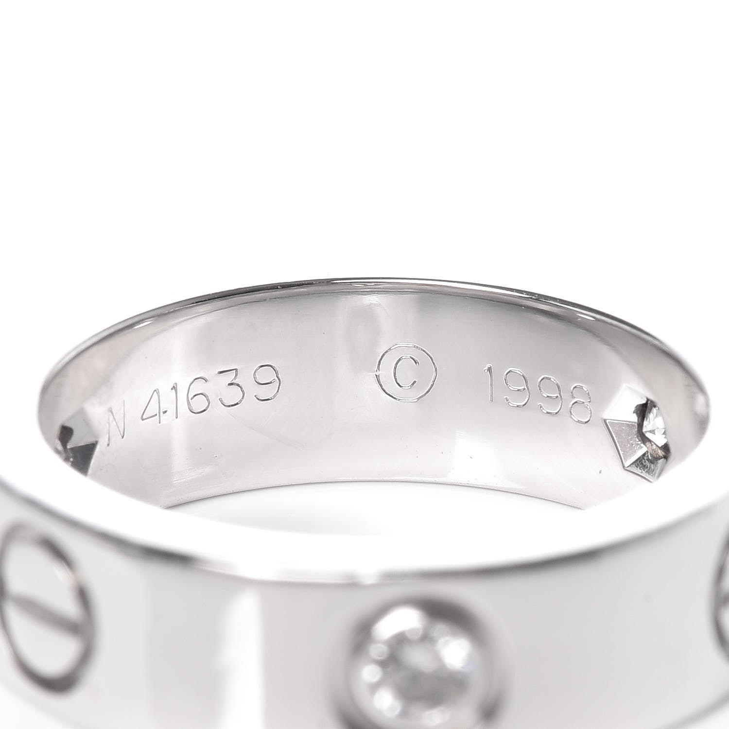 Cartier 18K White Gold 3 Diamond 5.5mm LOVE Ring 49 4.75 5 of 5