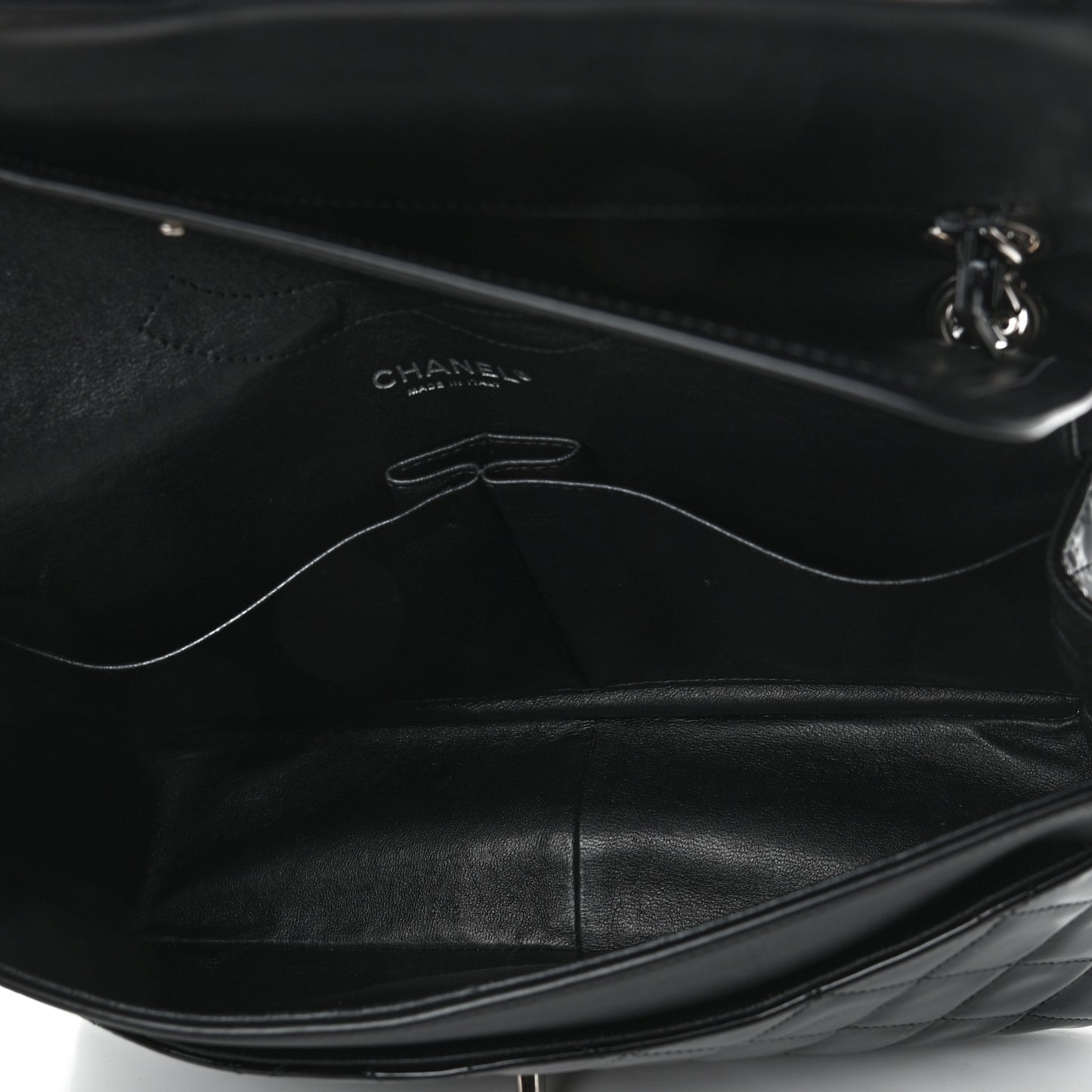 Patent Quilted Jumbo Double Flap Black