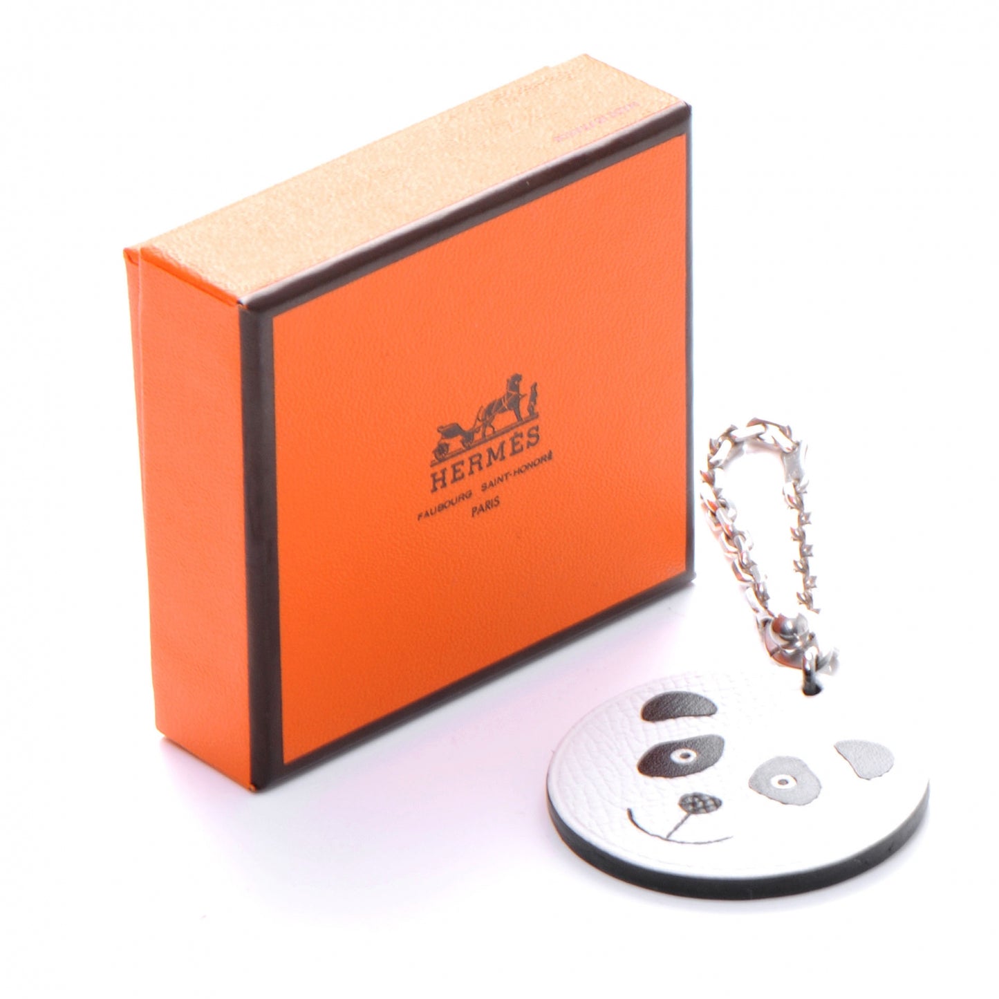 Epsom Panda Key Chain Bag Charm Noir and Blanc