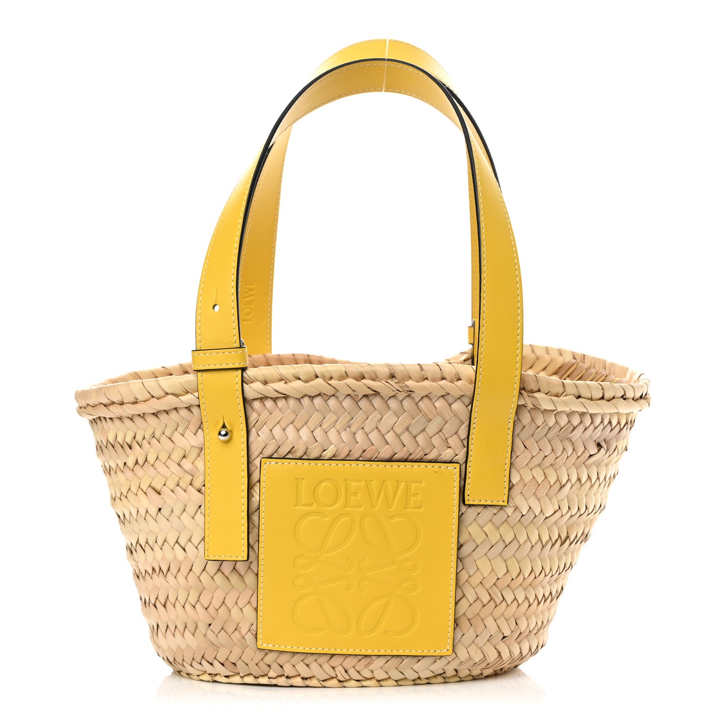 Raffia Small Basket Tote Bag Natural Yellow