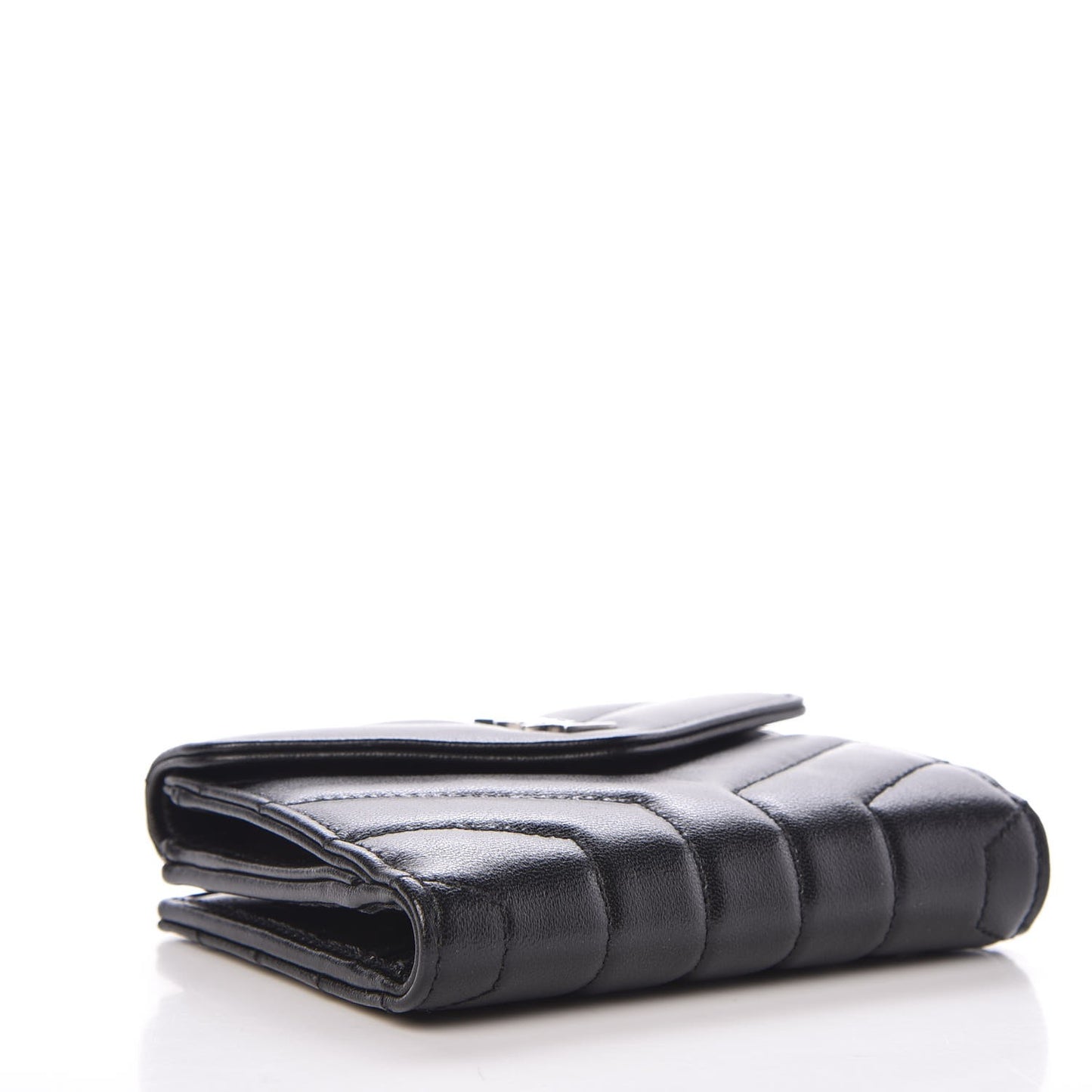 Lambskin Y Quilted Monogram Compact Loulou Wallet Black