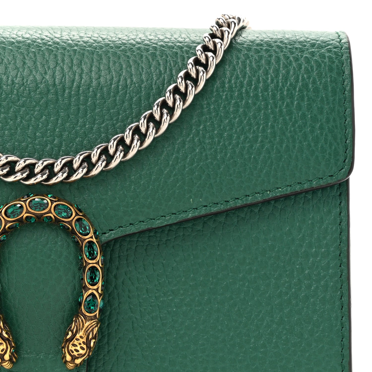 Gucci Calfskin Mini Dionysus Chain Wallet Emerald 9 of 11