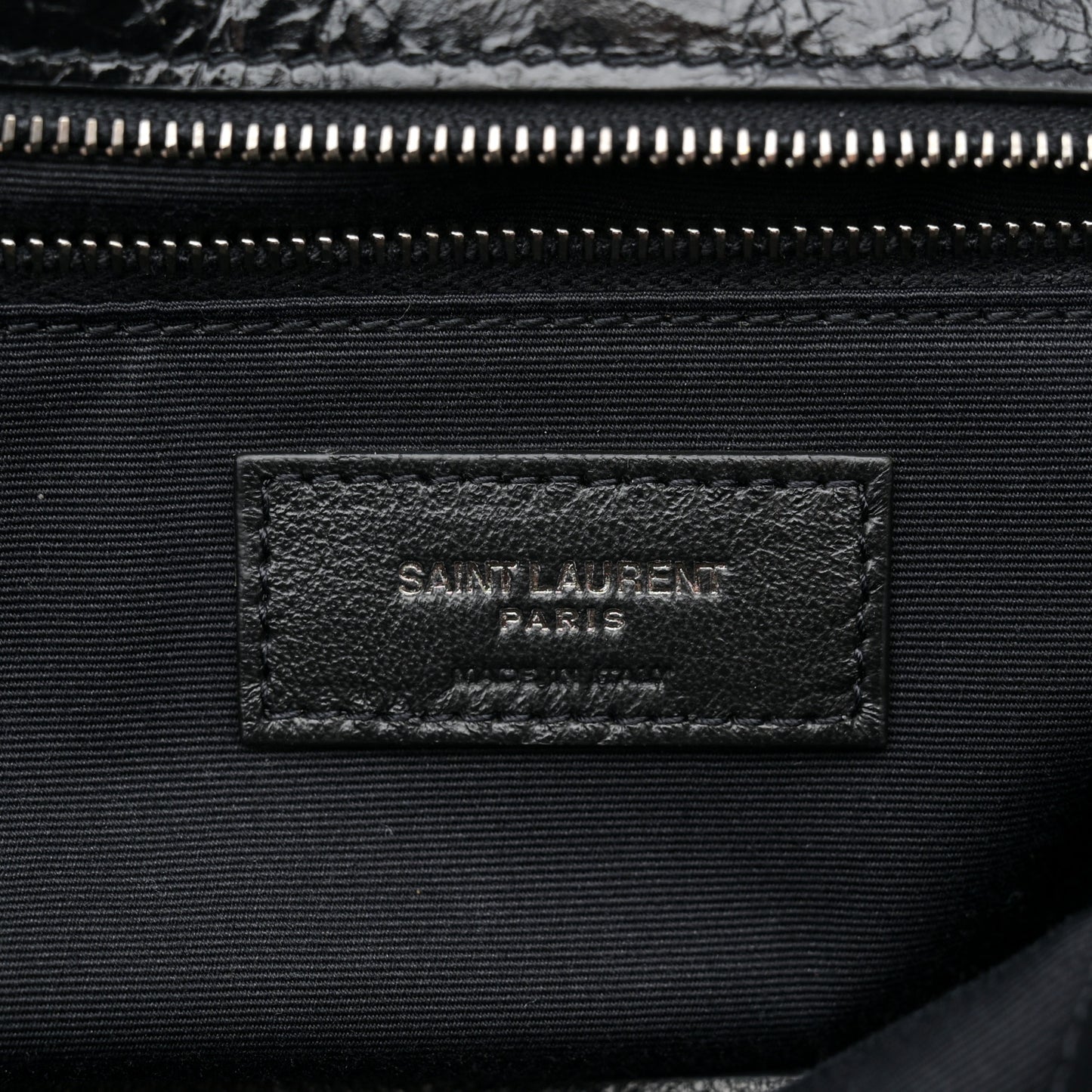 Crinkled Calfskin Matelasse Monogram Large Niki Chain Satchel Black