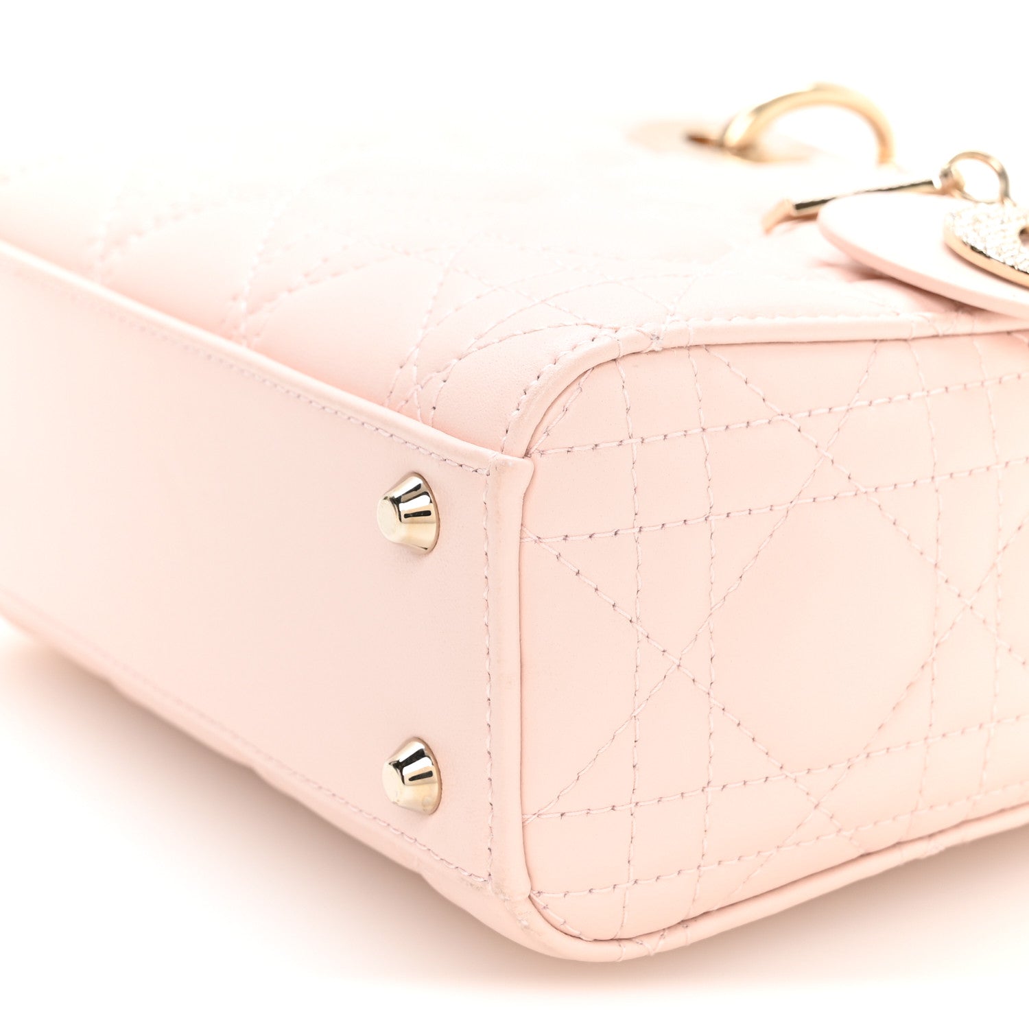 Christian Dior Lambskin Cannage Crystal Mini Lady Dior Powder Pink 9 of 10