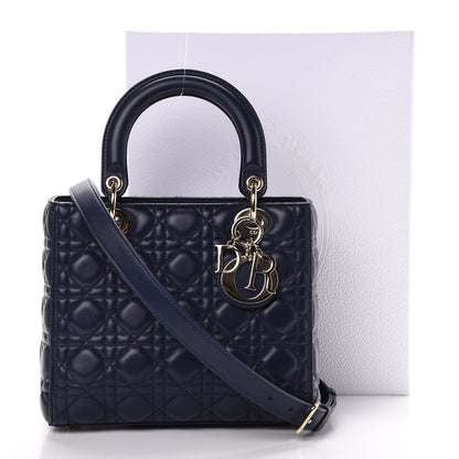 Christian Dior Lambskin Cannage Medium Lady Dior Navy Blue 12 of 12