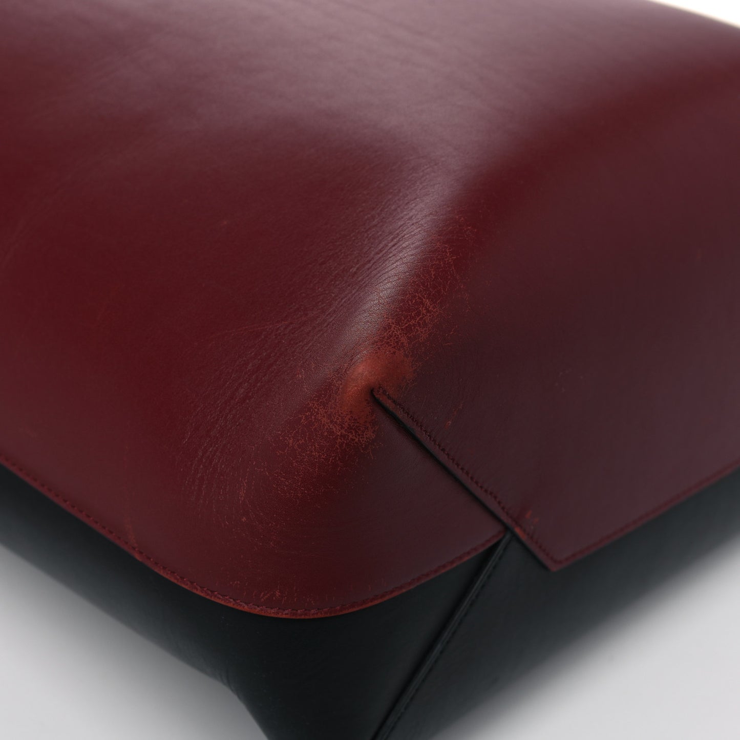 Shiny Smooth Calfskin Small Twisted Cabas Dark Ruby Navy