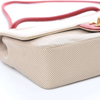 Chanel Lambskin Perforated Medium Single Flap Bag Red Beige 8 of 14