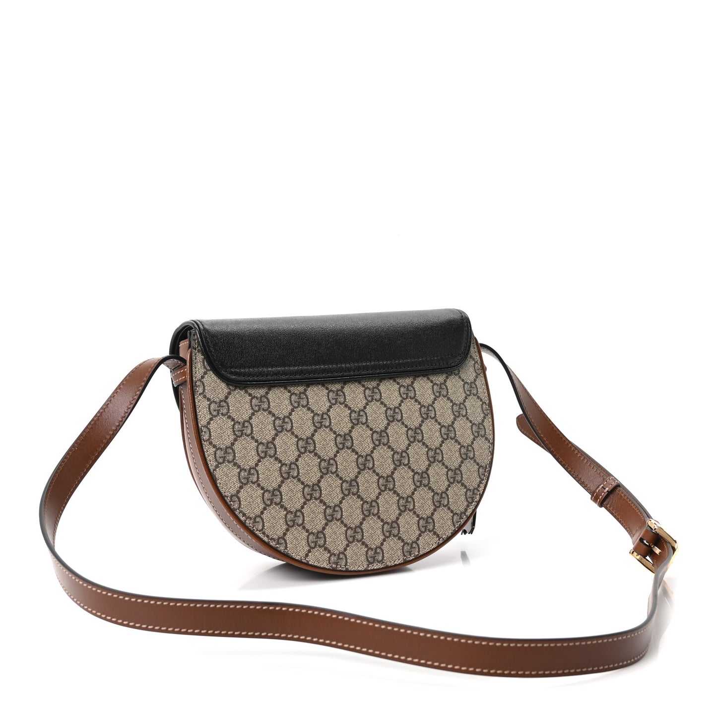 GG Supreme Monogram Calfskin Small Padlock Messenger Shoulder Bag Beige Black Cuir