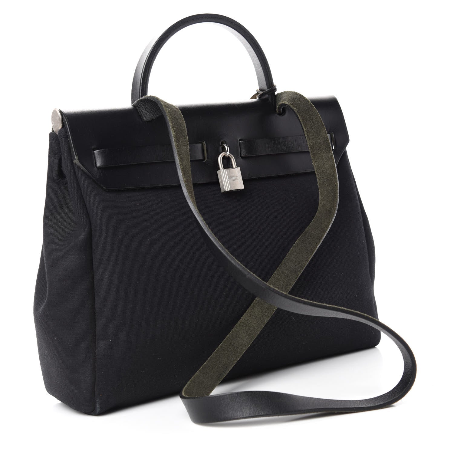 Hermes Toile Vache Calfskin Herbag 30 PM Black 5 of 26