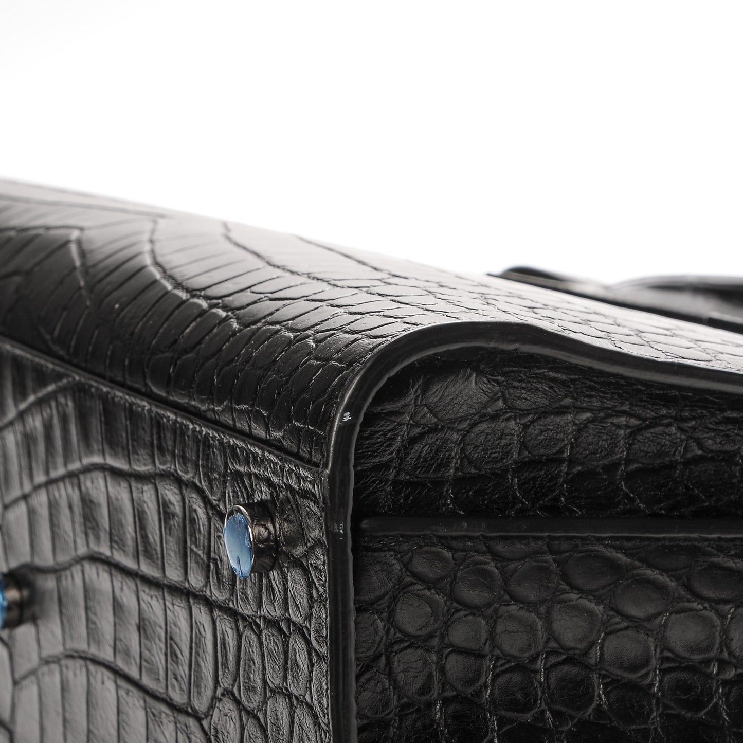 Calfskin Crocodile Embossed Small Sac de Jour Black