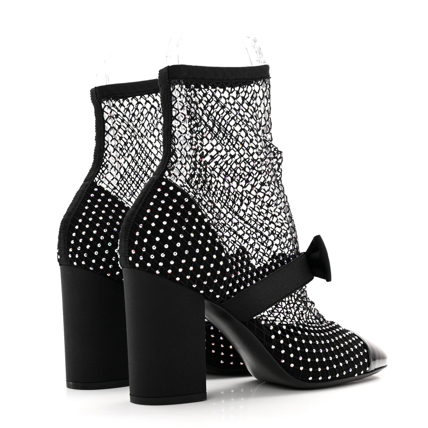 Resille Strass Kid Suede Patent Mary Jane Short Boots 38.5 Black