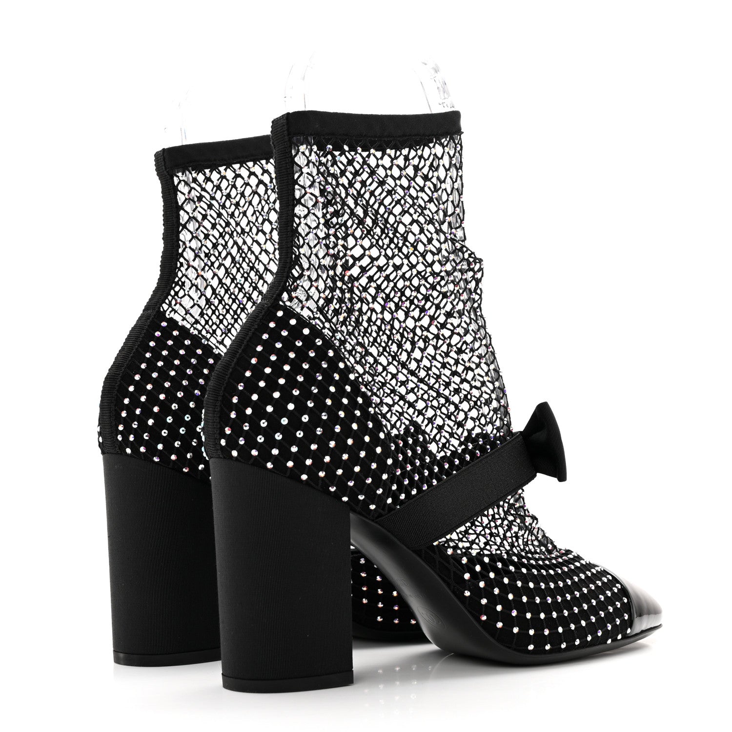 Chanel Resille Strass Kid Suede Patent Mary Jane Short Boots 38.5 Black 4 of 8