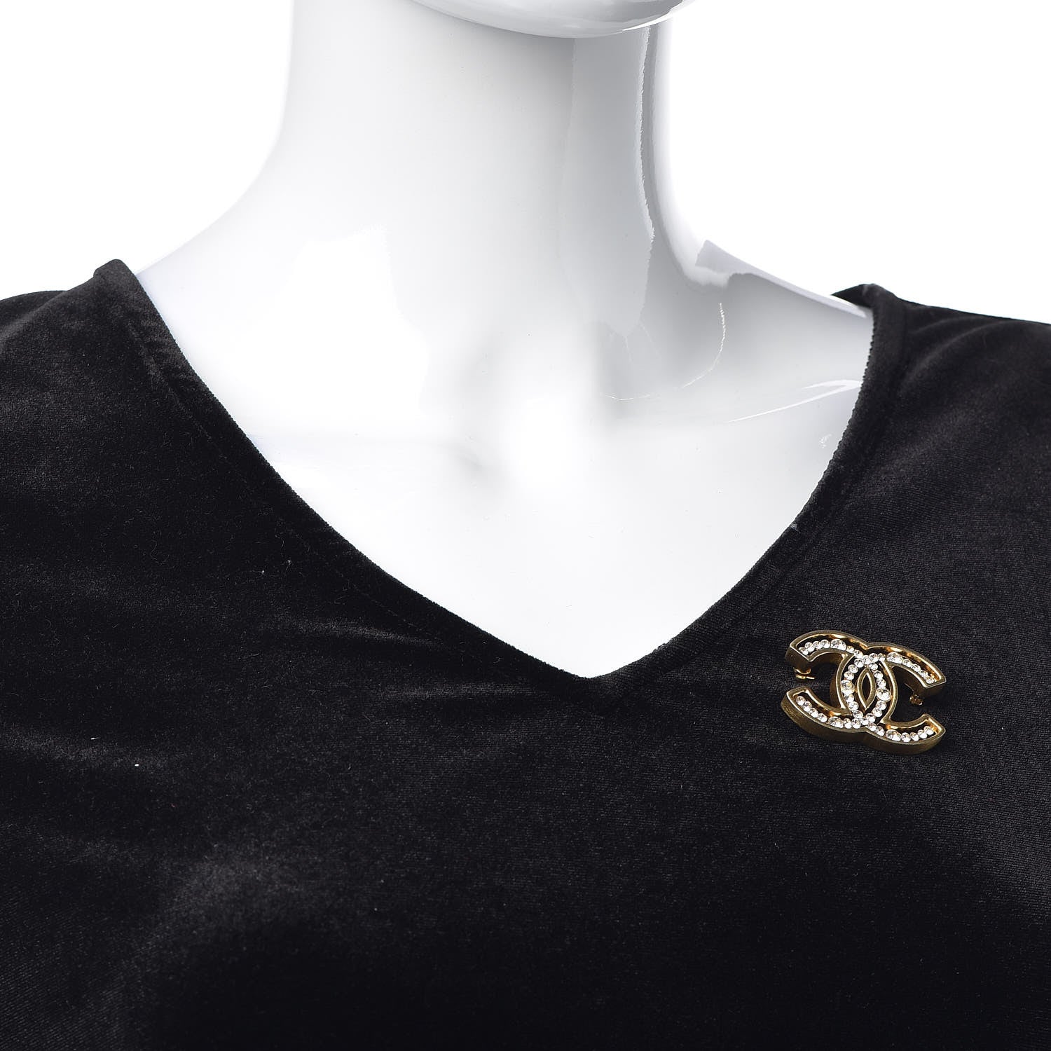 Chanel Crystal CC Brooch Gold 2 of 4