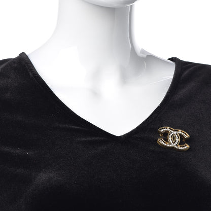 Chanel Crystal CC Brooch Gold 2 of 4