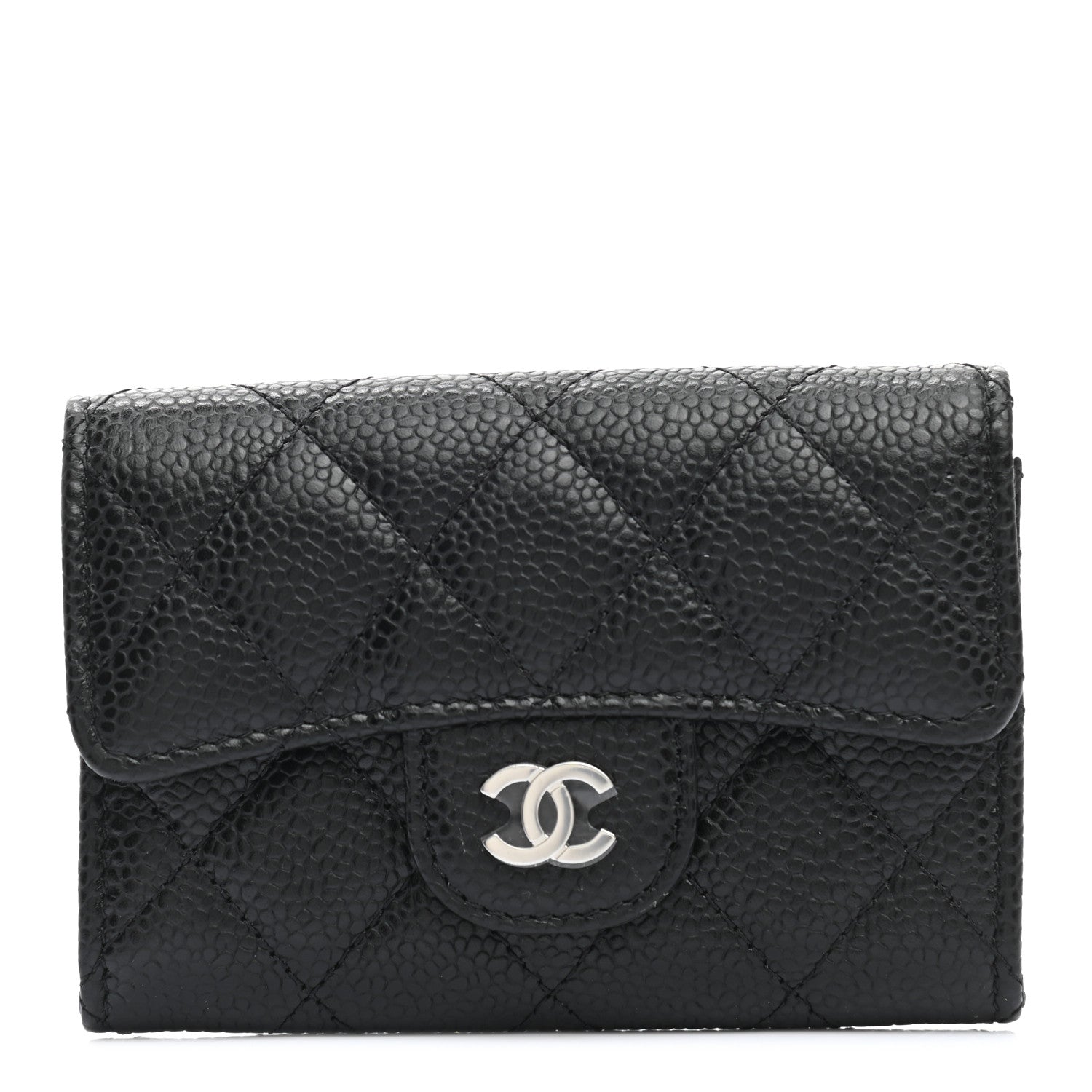 Chanel Caviar Quilted Flap Card Holder Wallet Black 1 of 8