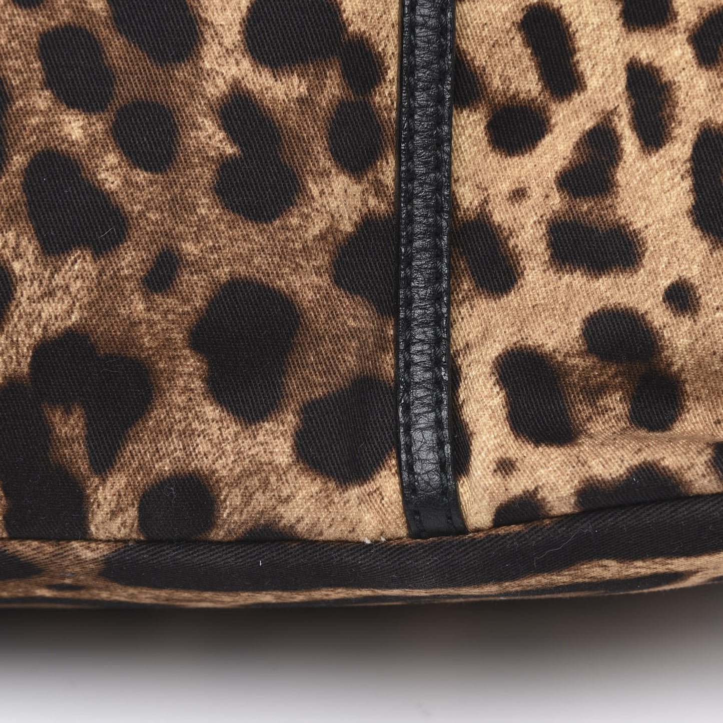 Canvas Leopard Print Medium Tote Black