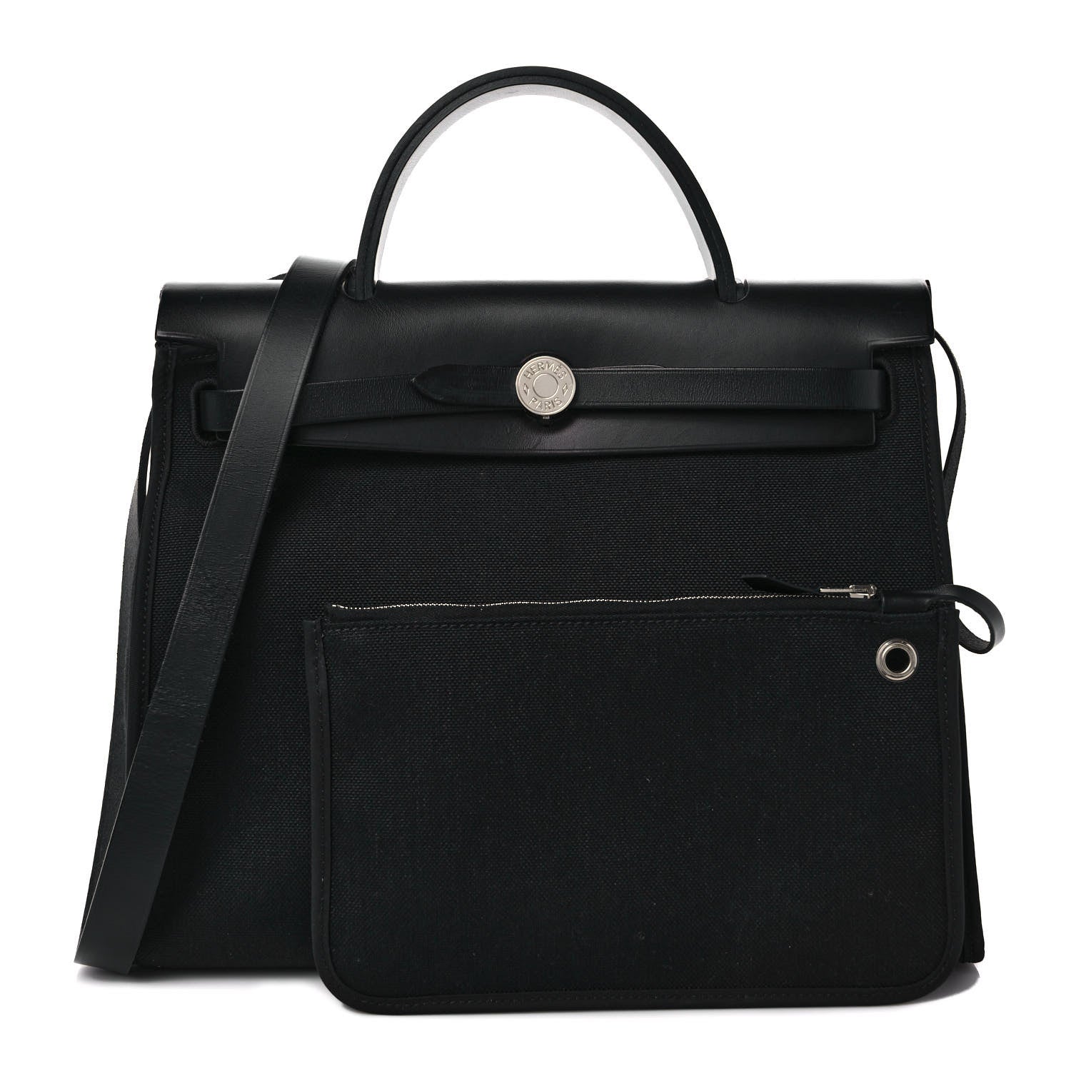 Hermes Military Toile Vache Hunter Herbag Zip PM 31 Black 1 of 8