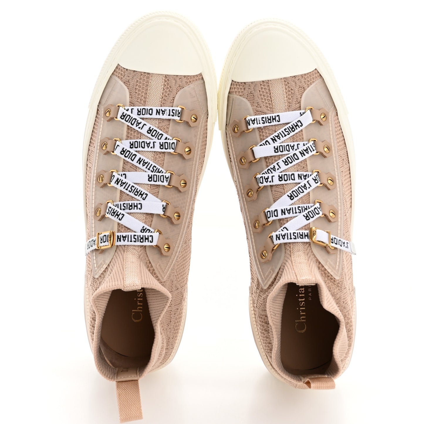 Technical Mesh Cannage Womens Walk'n Dior High Top Sneakers 40.5 Nude