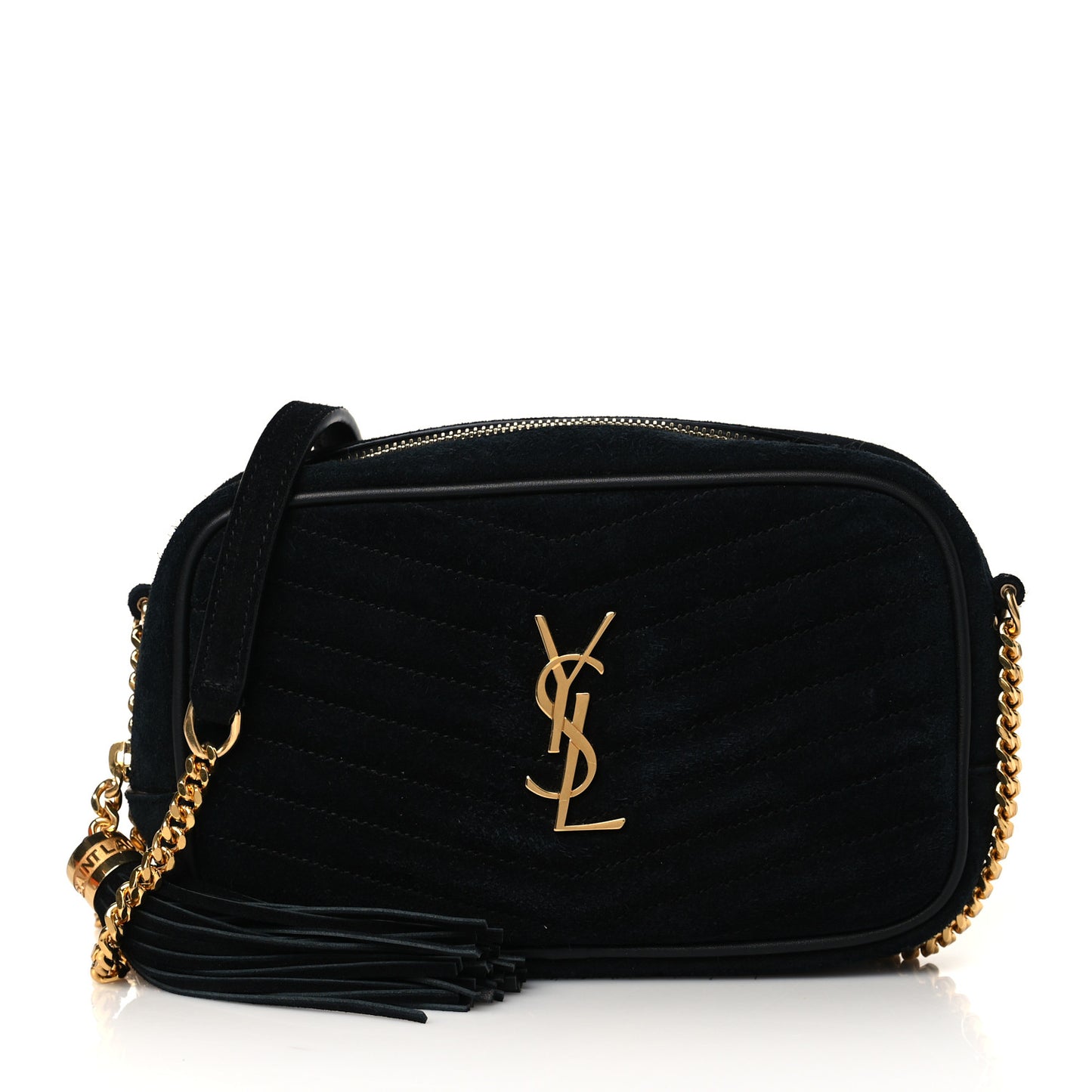 Suede Matelasse Monogram Mini Lou Camera Bag Black