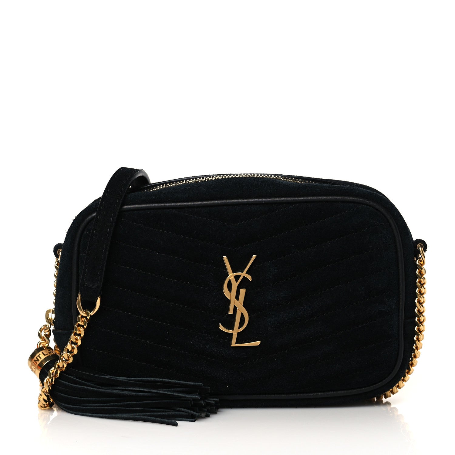 Saint Laurent Suede Matelasse Monogram Mini Lou Camera Bag Black 1 of 11