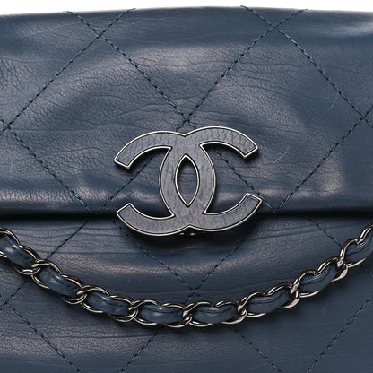 Chanel Washed Calfskin Quilted Hamptons Flap Bag Blue 8 of 12