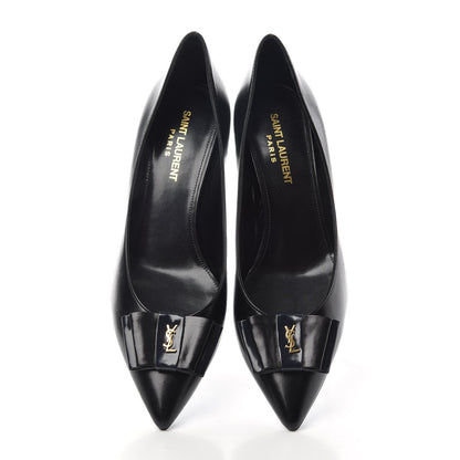 Saint Laurent Calfskin Bow Anais Pumps 37.5 Black 5 of 10