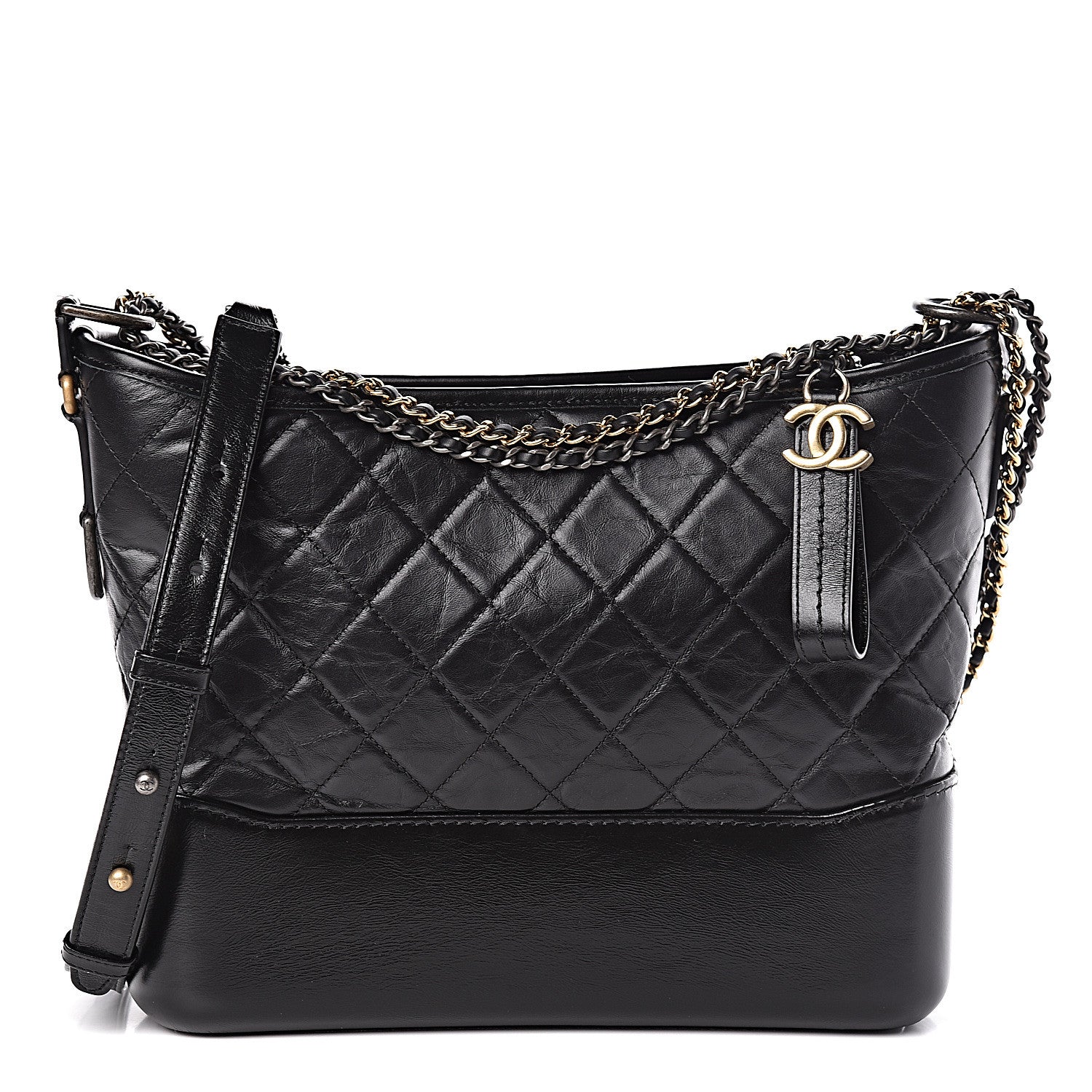 Chanel Aged Calfskin Quilted Medium Gabrielle Hobo Black 2 of 10