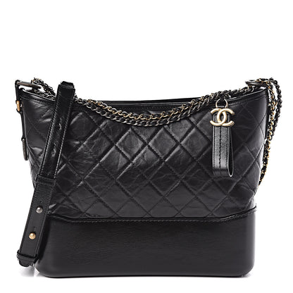 Chanel Aged Calfskin Quilted Medium Gabrielle Hobo Black 2 of 10
